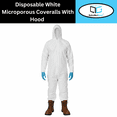 thumbnail image 1 of MMBM White Disposable Microporous Coveralls 55G with Hood, Cuffs, Ankles, Waist - 5XL 25 Pcs, 1 of 10