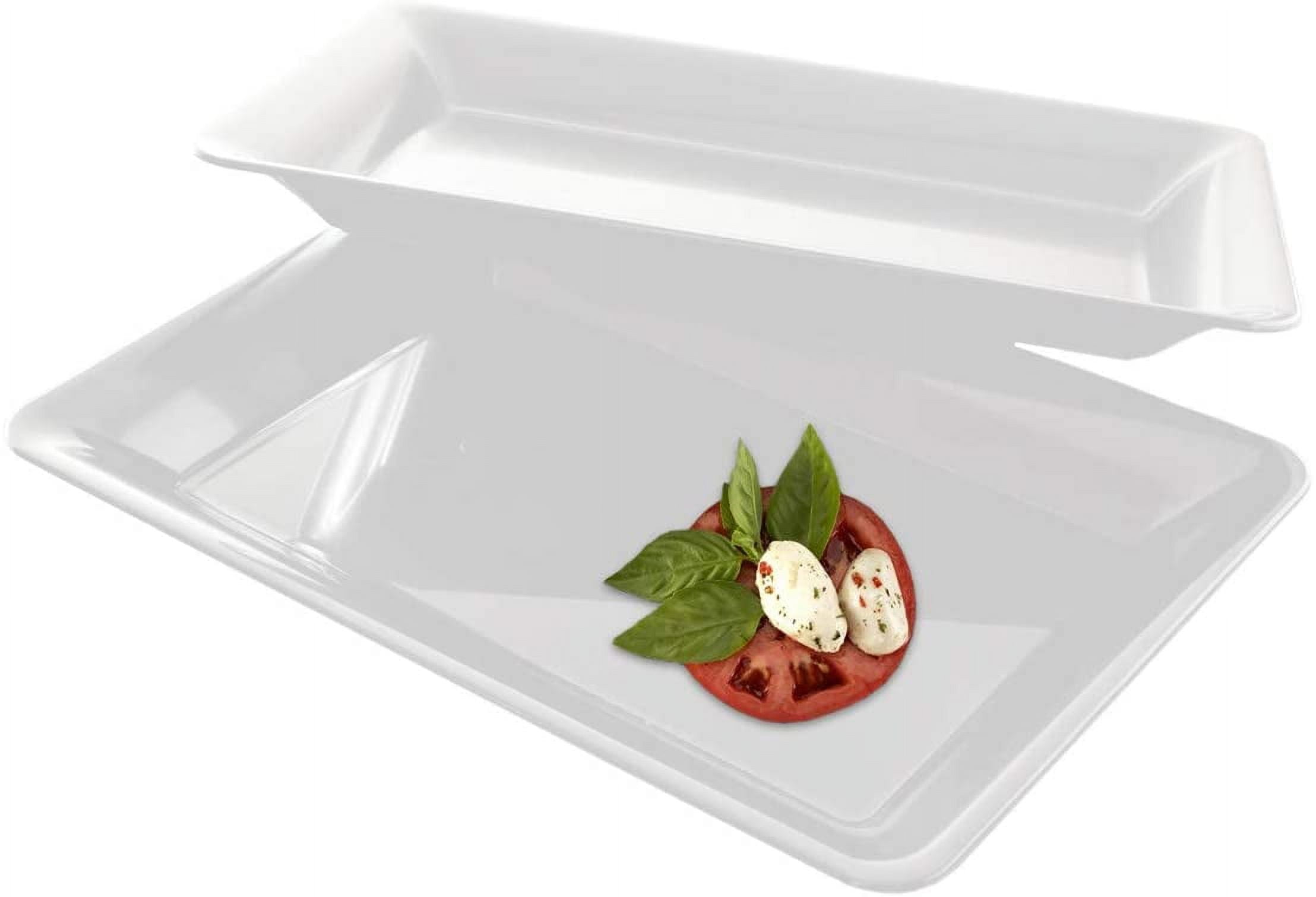 25 White Plastic Trays Heavy Duty Plastic Serving Tray 10" x 14