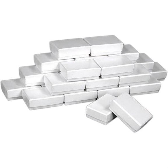 25 White Swirl Charm Cotton Boxes Pendant Gift Box Display 1 7/8"