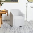thumbnail image 1 of 25" Wide Upholstered Dining Chairs with Casters Modern Performance Fabric Barrel Back Rolling Dining Armchair for Kitchen Dining Room Living Room (Light Gray), 1 of 10