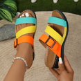 thumbnail image 1 of Up to 25% off Women's Sandals, Xunlbb Women's Fashion Casual Summer New Color Matching Roman Leisure Bow Step Shoes Wedge Heel Slippers(Orange,Size:39), 1 of 9