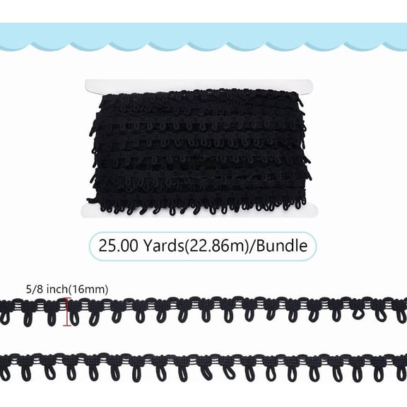 25 Yard(22.86m) Elastic Button Loop Trim Button Loop Black Braid Trim with Elastic Buttons Loops Buttons Braid Cord Buttonhole Lace Trims for Costume Crafts Sewing Wedding Bridal Dress Decor