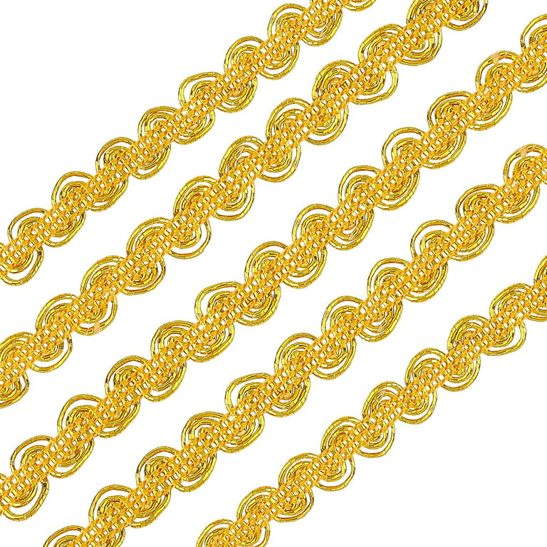 5 Yards Metallic Hand Beaded Trim Black & Light Gold Braid Lace Ribbon 1/2  DIY
