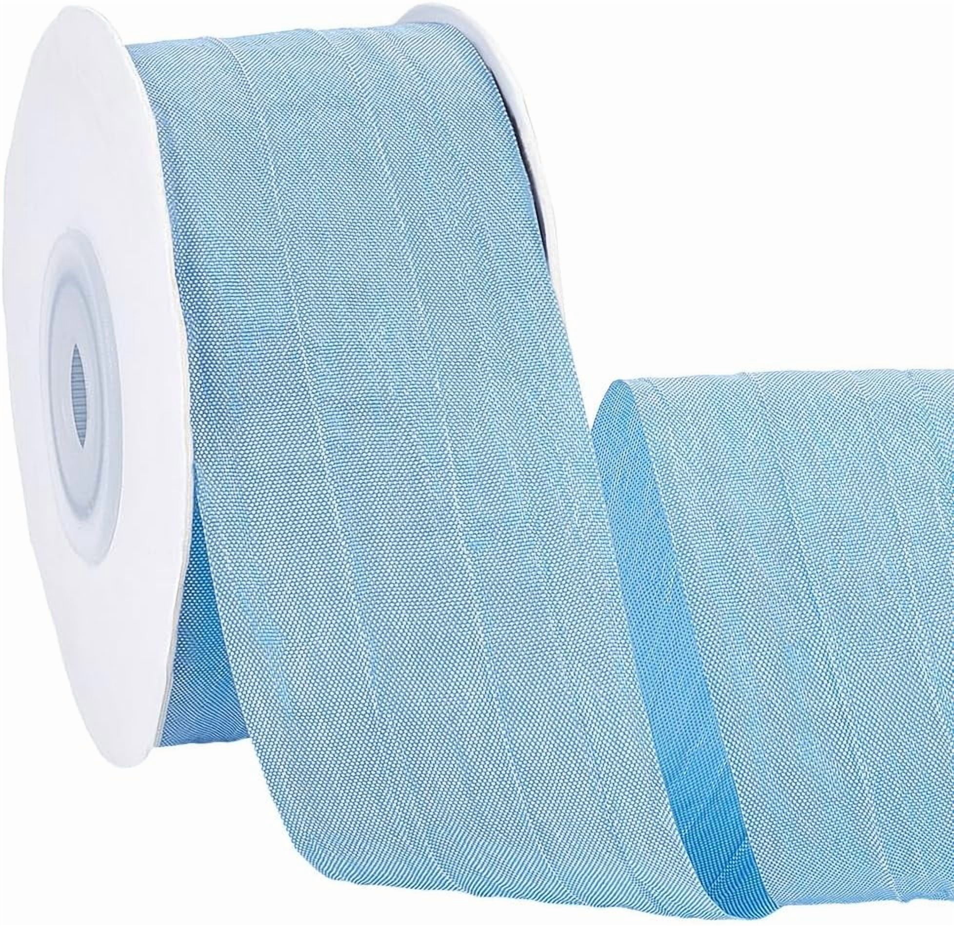 Lightweight Ribbon 25 Yards 1.5 Inch Light Blue Ribbon Soild Crinkle Polyester Silk Like ...