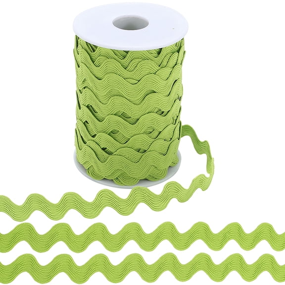 25 Yards 10mm Rick Rack Trim RIC Rac Wavy Ribbon Wave Bending Fringe Trim Yellow Green Polyester Zig Zag Braid Trimming Lace Braid Edging Trim