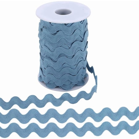 25 Yards 10mm Rick Rack Trim for Sewing RIC Rac Ribbon Wave Bending Fringe Trim Steel Blue Zig Zag Lace Edging Braid Trim for DIY Crafts Gift Wrapping Making Wedding Party Decoration for making
