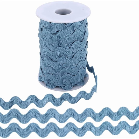 25 Yards 10mm Rick Rack Trim for Sewing RIC Rac Ribbon Wave Bending Fringe Trim Steel Blue Zig Zag Lace Edging Braid Trim for DIY Crafts Gift Wrapping Making Wedding Party Decoration for making