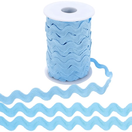 25 Yards 10mm Rick Rack Trim Wavy Bending Ribbon Light Sky Blue RIC Rac Fringe Trim Zig Zag Edging Trimming Wave Polyester Webbing Ribbons