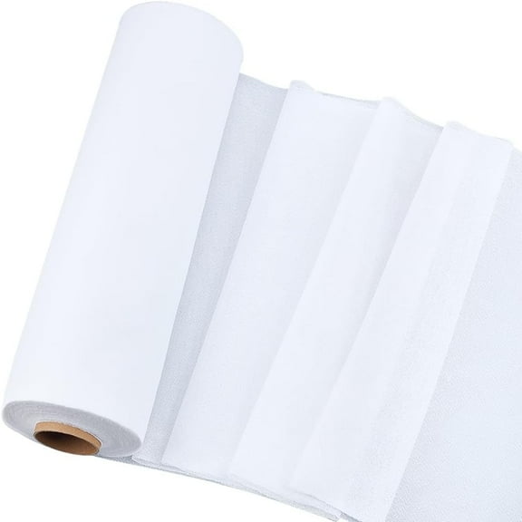 25 Yards 11.8 Inch White Polyester Mesh Fabric Soft Cozy Embroidery Stitch Cover Solid Printed and Novelty Fabrics for Sewing Wedding Dress Dancewear Skirt Garment Crafts White