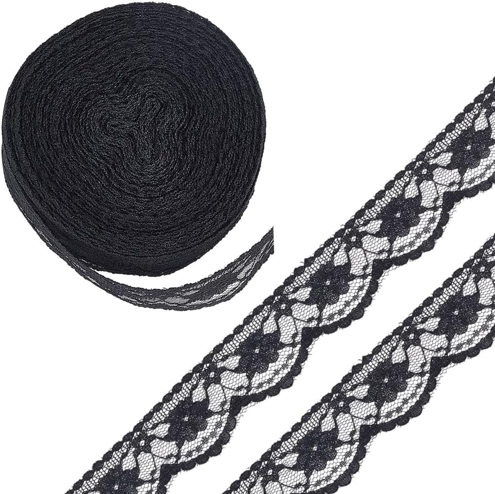 25 Yards(22.86m) Lace Ribbon Lace Fabric Black Flower Laces Ribbon 35 ...