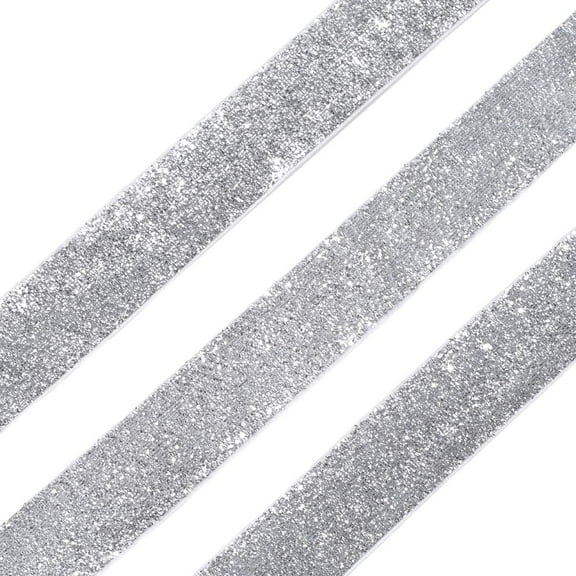 25 Yards 25MM Grey Glitter Velvet Ribbon Single Face Silver Metallic Sparkle Christmas Polyester Satin Ribbons Bulk for Gift Wrapping Floral Wedding Birthday Party Decor DIY Crafts Supply
