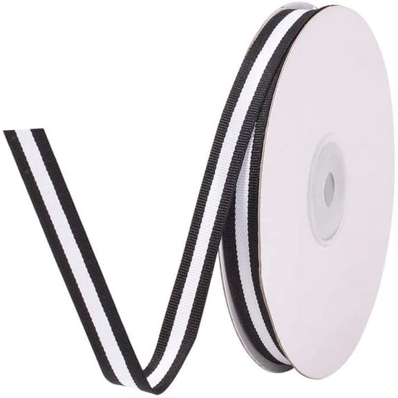 25 Yards 3/8"(10mm) Grosgrain Ribbon Double Face Black and White Striped Cotton Ribbon Gift Wrap Ribbon for Party Weddings Birthday Christmas Bridal Showers Mixed Color