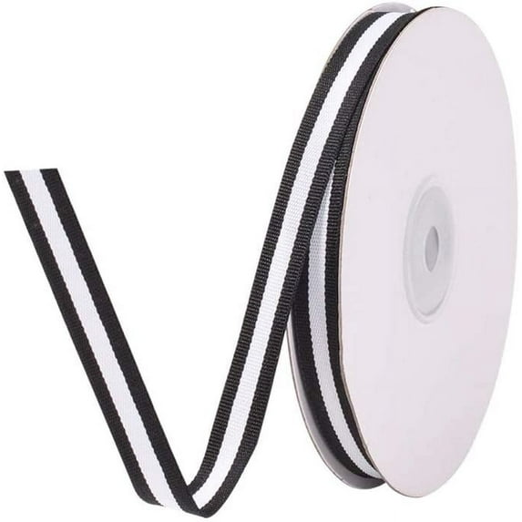 25 Yards 3/8"(10mm) Grosgrain Ribbon Double Face Black and White Striped Cotton Ribbon Gift Wrap Ribbon for Party Weddings Birthday Christmas Bridal Showers Mixed Color