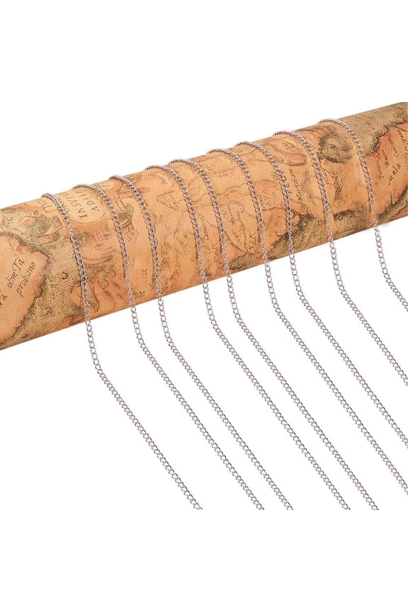 25 Yards 304 Stainless Steel Soldered Twisted Curb Chains Cable Necklace Chains with Spool