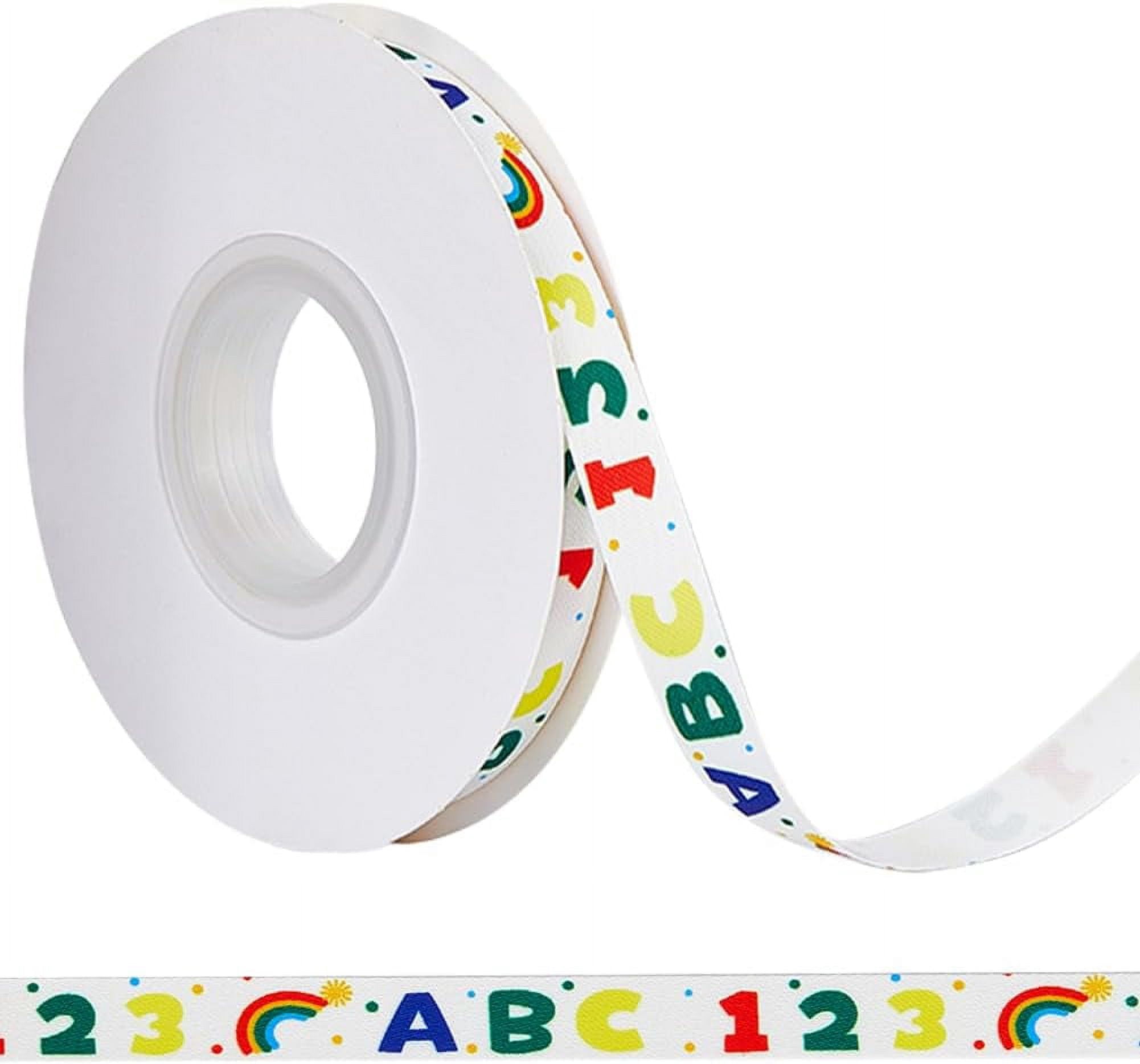 Abc Ribbons 25 Yards Back to School Grosgrain Ribbon Rainbow Number ABC Pattern ...