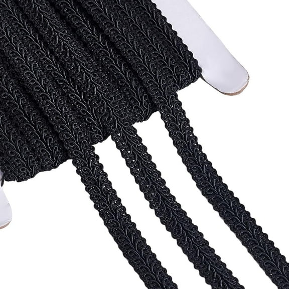 25 Yards Black Braid Lace Trim Polyester Woven Fabric Trim 11mm/0.45" Decorative Gimp for DIY handcrafting