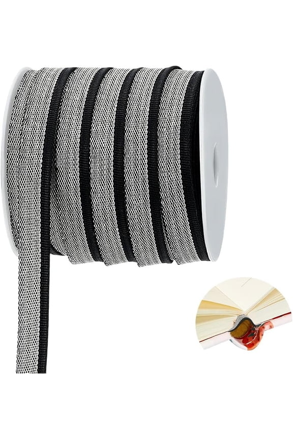 25 Yards Book Binding Headbands Bookbinding Endbands Bookbinding Tape Cloth Black Book Headband Book Repair Tape for Book Decor Repair Bookbinding Supplies 1/2 Inch Wide diy