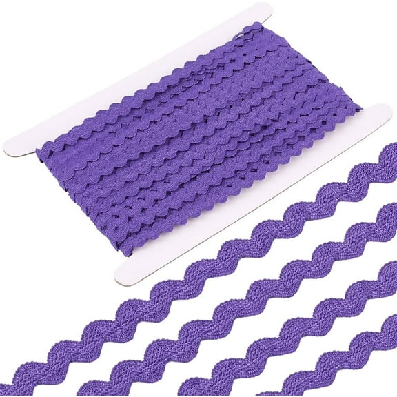 25 Yards Elastic RIC Rac 3/8 Inch Rick Rack Trim Zig Zag Lace Wave Ribbon Wave Bending Fringe Lace Trim Dark Violet S Shaped Woven Fabric for Sewing DIY Crafts Party Gift Wrapping Dark Violet