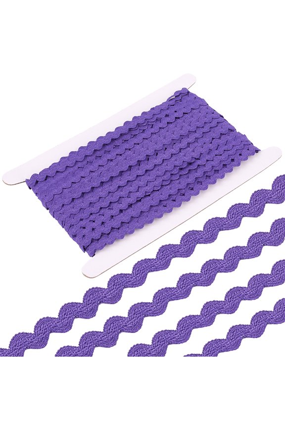 25 Yards Elastic RIC Rac 3/8 Inch Rick Rack Trim Zig Zag Lace Wave Ribbon Wave Bending Fringe Lace Trim Dark Violet S Shaped Woven Fabric