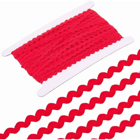 25 Yards Elastic Rick Rack Trim 3/8 Inch RIC Rac Zig Zag Lace Wave Ribbon FireBrick Wave Bending Fringe Lace Trim S Shaped Woven Fabric for Sewing DIY Crafts Wedding Dress Clothes FireBrick