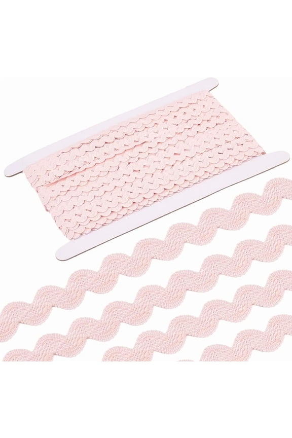 25 Yards Elastic Rick Rack Trim for Sewing 3/8 Inch RIC Rac Pink Rickrack Zig Zag Lace Wave Ribbon Wave Bending Fringe Lace Trim S Shaped Woven Fabric for DIY Crafts Wedding Dress