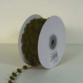 25 Yards Fuzzy Pom Pom Wired Trim Ribbon Lace - Moss Green
