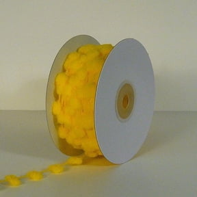25 Yards Fuzzy Pom Pom Wired Trim Ribbon Lace - Yellow