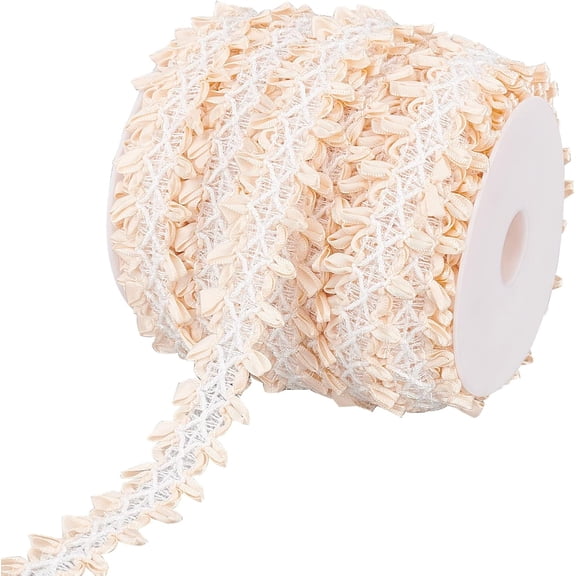 25 Yards Gimp Braid Trim 1 Inch Polyester Woven Braid Trim with Flower Edge Decorative Gimp Ribbon Embroidery Braid Basic Trim for Sewing and Crafting Costume Accessories Bisque