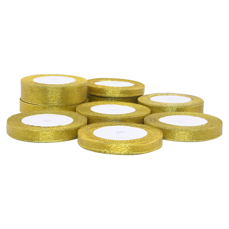 25 Yards Glitter Silver Gold Ribbon Gift Flower Wrapping Belt for ...