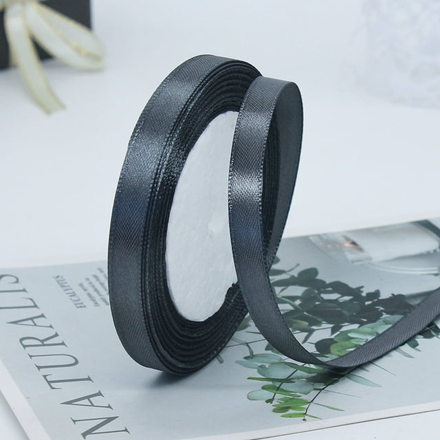 25 Yards Grey Ribbon 3/8 Inch Thin Grey Satin Ribbon Craft Fabric