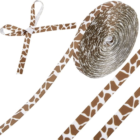 25 Yards Leopard Print Ribbon Brown Cow Jungle Safari Print Pattern Thin Satin Grosgrain Polyester Ribbons Bulk