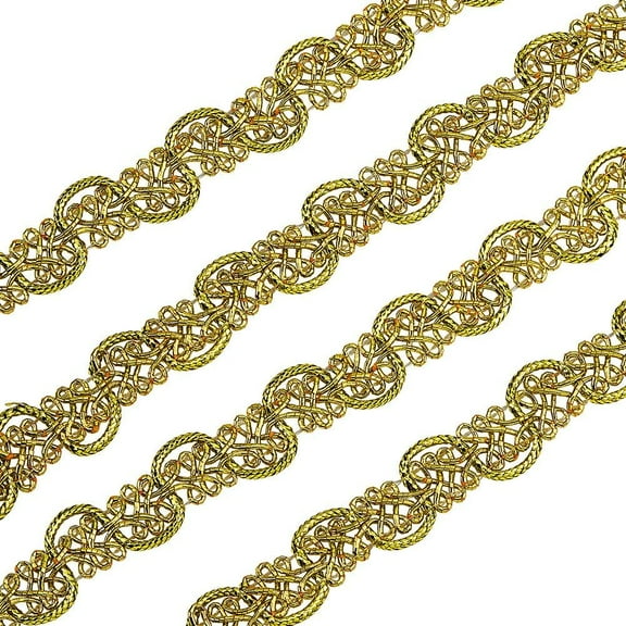 25 Yards Metallic Braid Lace Trim Leaf Pattern Gold Centipede Lace Ribbon Decorated Gimp Trim