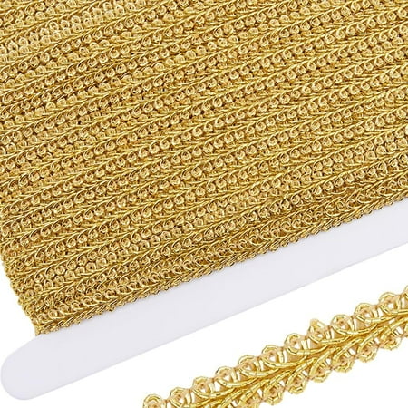 25 Yards Metallic Lace Trim Embroidered Gold Centipede Edge Ribbon Applique Gimp Woven Edging Trimmings for Sewing Christmas Home Wedding Costume Decoration DIY Crafts Gold