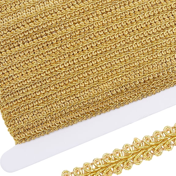 25 Yards Metallic Lace Trim Embroidered Gold Centipede Edge Ribbon Applique Gimp Woven Edging Trimmings