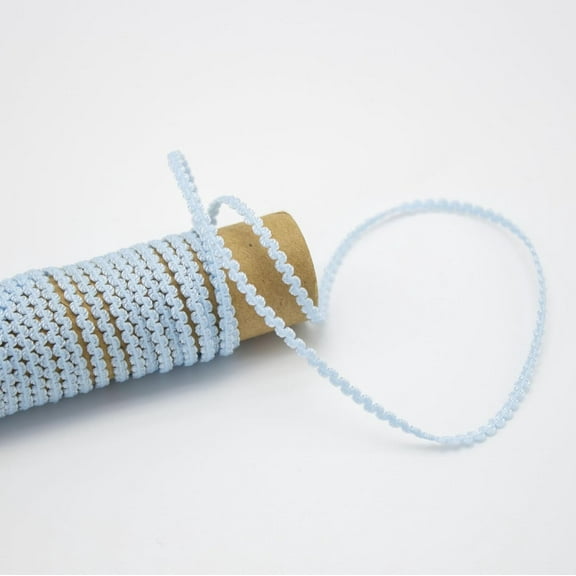 25 Yards Nylon Wavy Fringe Lace Trim Ribbon Light Cyan 1/8 inch(3mm)