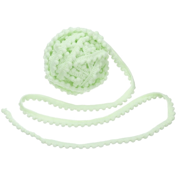 25 Yards Pom Pom Trim Ribbon, 0.5" Wide Light Green Pom Pom Ball Fringe Trim Sewing Fringe Fabric Trim Ribbon for DIY Crafts Curtain Clothes Pillow Home Decoration