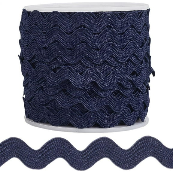 25 Yards RIC Rac Trim Sewing Rick Rack 10mm Lace Wave Ribbon Christmas Zig Zag Marine Blue Wave Bending Lace Trim S Shaped Woven Fabric with Spool