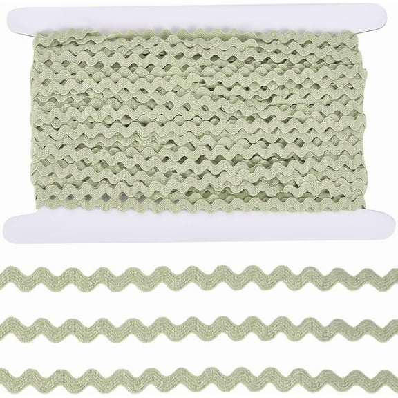25 Yards RIC Rac Wool Yarn Rick Rack Trim for Sewing 1/4 Inch Rickrack Lace Wave Ribbon Dark Sea Green Zig Zag Wave Bending Lace Trim S Shaped Fabric for DIY Crafts Christmas