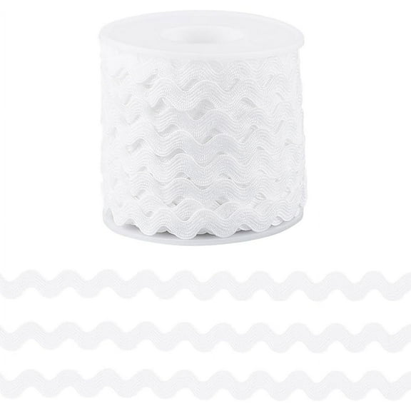 25 Yards Sewing Rick Rack Trim White Lace Wave Ribbon 3/8 Inch RIC Rac Ribbon Christmas Zig Zag Wave Bending Lace Trim S Shaped Woven Fabric with Spool for DIY Crafts Wedding White