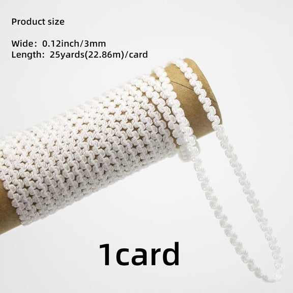 25 Yards Sewing Rick Rack Trim White Lace Wave Ribbon 3mm RIC Rac Ribbon Christmas Zig Zag Wave Bending Fringe Lace Trimmings S Shaped Woven Fabric for DIY Crafts Wedding