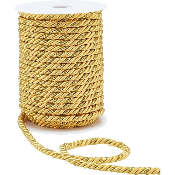 25 Yards Twisted Gold Trim Cord 5mm Graduation Cord Twist Cords Strand Rope Silk Ropes Solid Decorative Twine Cord