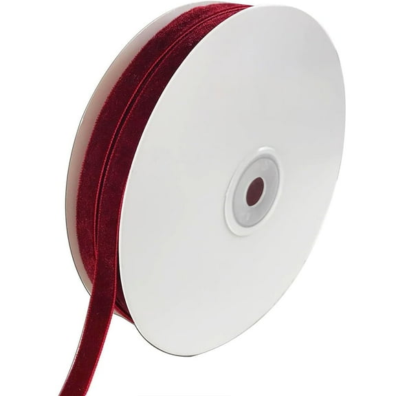 25 Yards Velvet Ribbon Spool (Wine, 3/8")