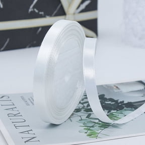 25 Yards White Ribbon 3/8 Inch Thin White Satin Ribbon Craft Fabric Ribbon for Hair Bow Making Gift Wrapping Floral Bouquet Wedding Party Christmas Decorations