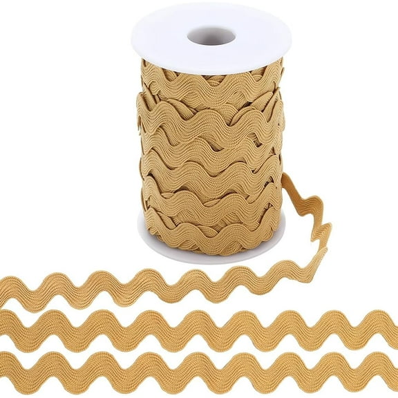 25 Yards x 10mm Rick Rack Trim RIC Rac Ribbon Goldenrod Wave Bending Fringe Trim Zig Zag Lace Edging Braid Trimming Polyester Webbing Ribbons for DIY Sewing Crafts Making Gift Wrapping