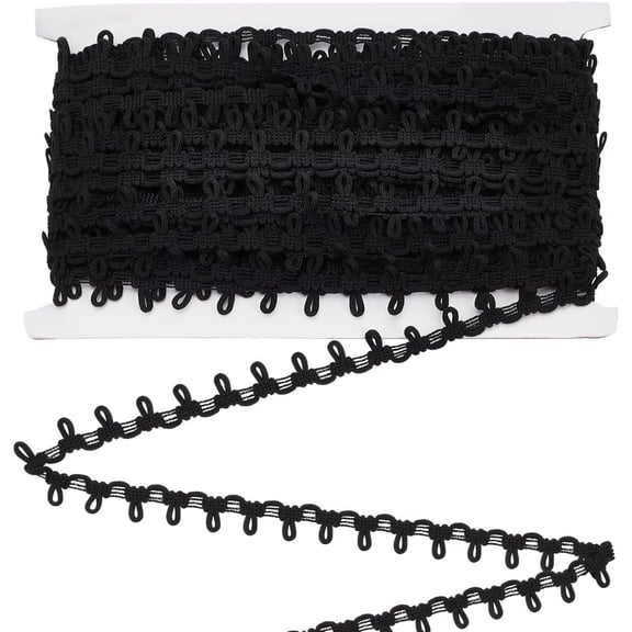 25 Yardss Polyester Elastic Button Looping Ribbons for Garment Sewing Black 5/8 inch(16mm) 25.00 Yards(22.86m)/Roll