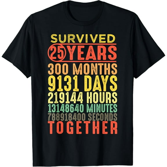 25 Year Marriage Anniversary 25th Wedding for Him Her Couple T-Shirt