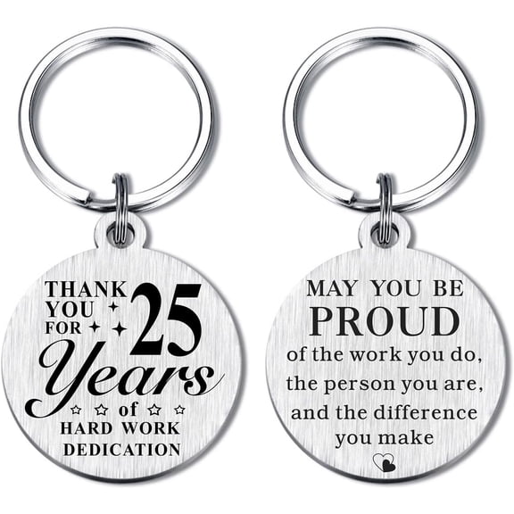 25 Year Work Anniversary Employee Gifts, 25th Work Anniversary Decorations, Thank You 25 Years Employee Anniversary Keychin Gifts