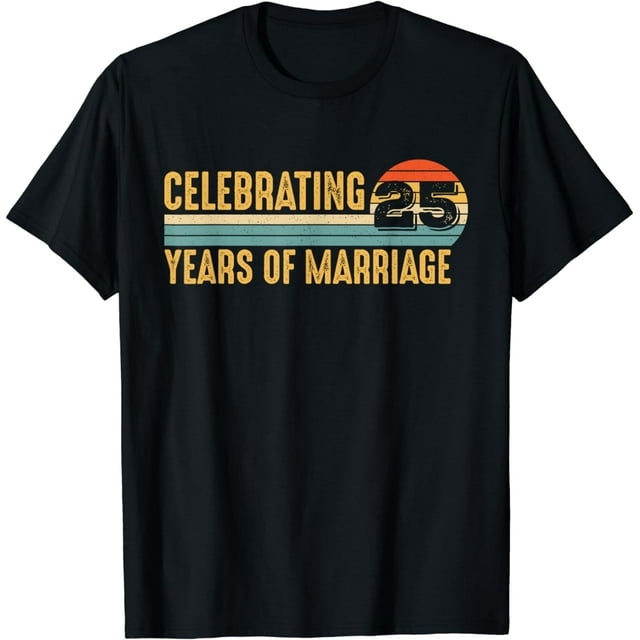 25 Years Marriage Married Couple 25th Wedding Anniversary T-Shirt ...