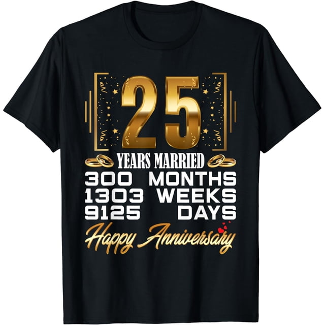25th Wedding Anniversary T-Shirt 25 Years Still Married 1992