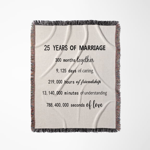 25 Years Of Marriage 25Th Wedding Anniversary In Months Days Hours, Woven Blanket